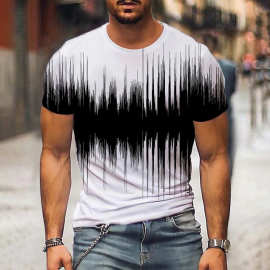 欧美外贸夏季新款男士3D数码印花日常圆领短袖街头T恤衫一件混批