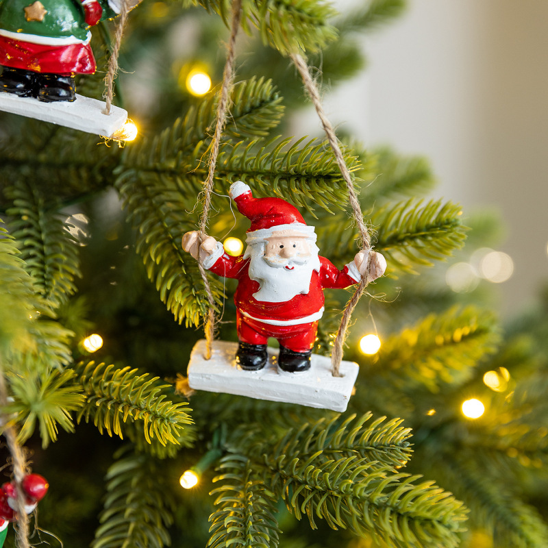 ホット販売クリエイティブクリスマス装飾樹脂サンタクロース雪だるまヘラジカスイングペンダント人形クリスマスツリー装飾|undefined
