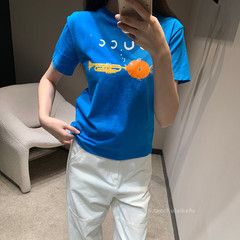 童趣印花圆领短袖T恤女 青春活力风时尚百搭套头上衣夏季 ZT62667
