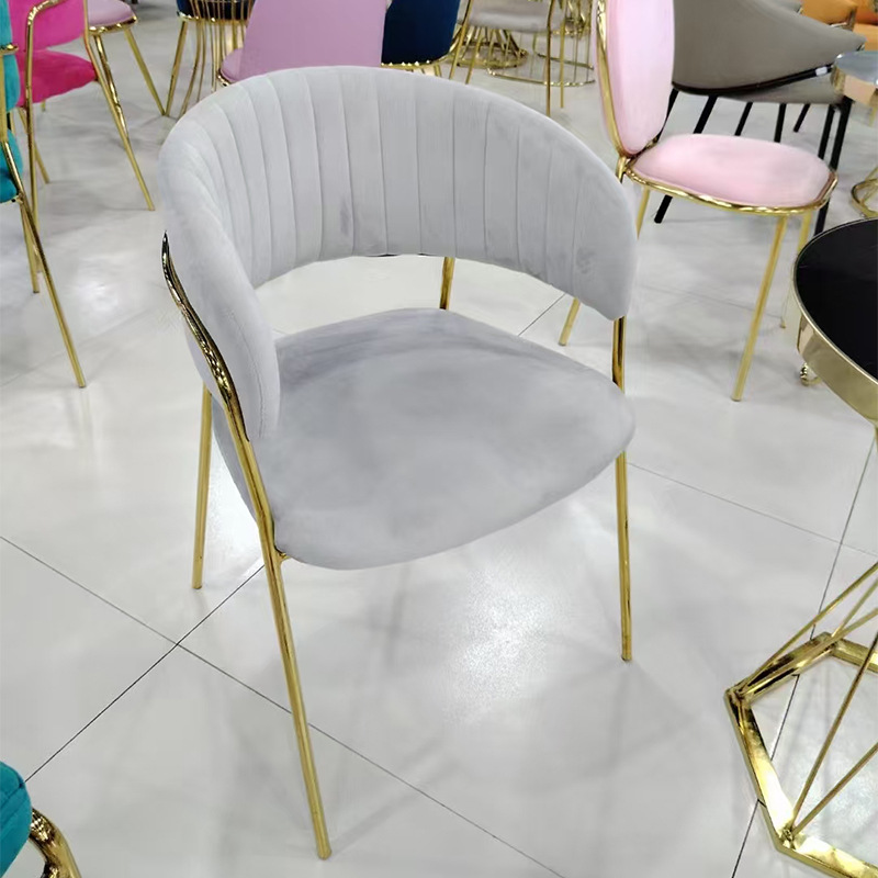 Silla de respaldo informal de lujo ligero, postre, té con leche, cafetería, silla de comedor, salón de belleza, silla de negociación de recepción de uñas