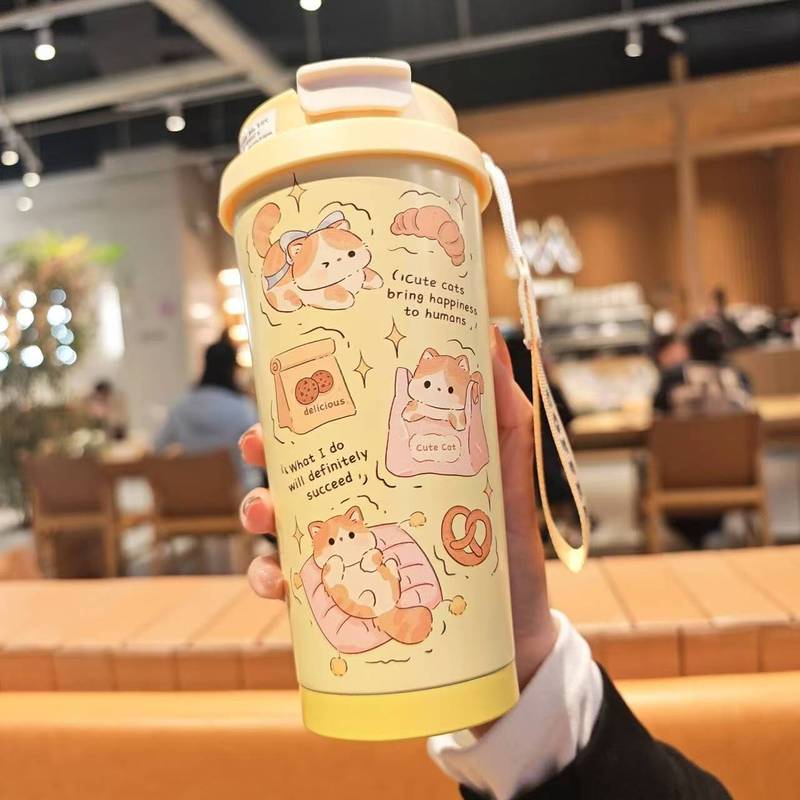 ステンレス製316二重構造断熱コーヒーマグカップ、携帯用、屋外用、男女兼用、卸売、二重構造保温カップ、ストロー付き|undefined