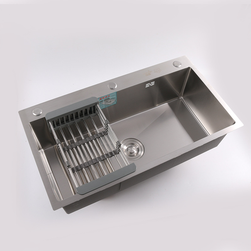 Factory wholesale kitchen household 304 stainless steel hand-drawn 7541 large single sink dish basin sink sink