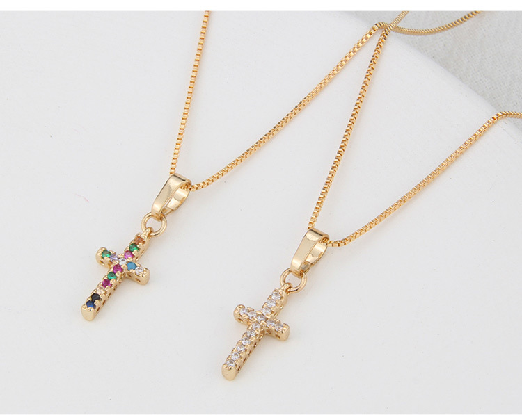 retro cross heart zircon necklace new electroplating moon drop cross pendant