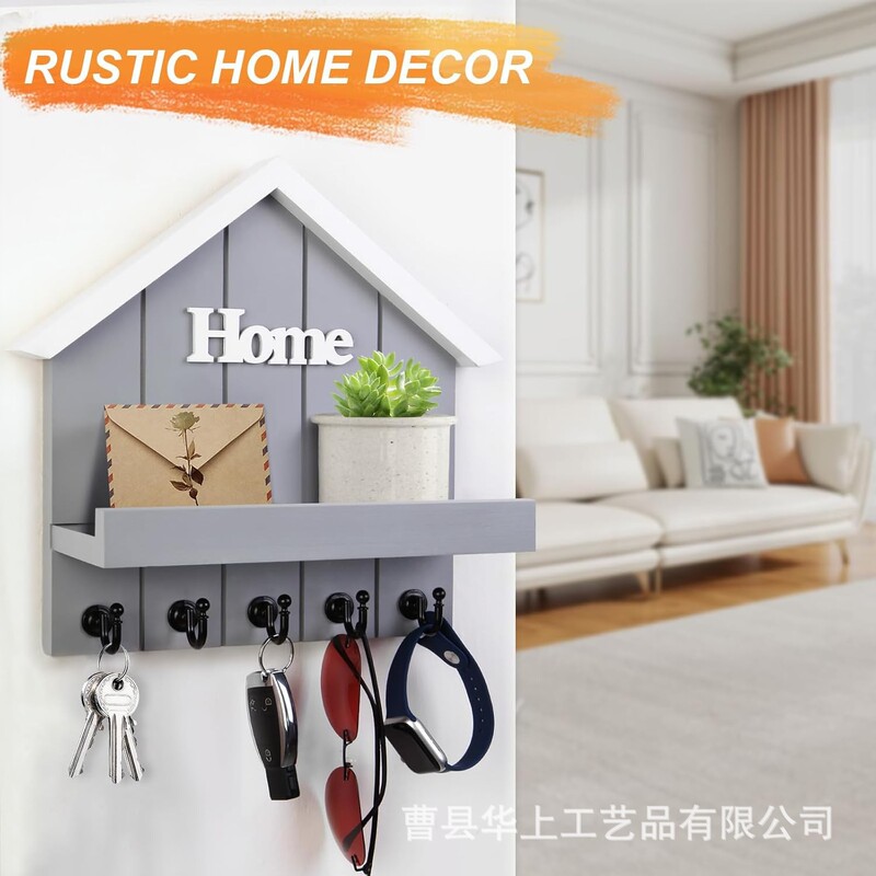 Nordic Door Key Hook Decoration Key Rack Sundries Storage Rack Mail Rack Country Wooden Door Rear Storage Rack