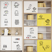 跨境卡通衣柜门贴画推拉玻璃移门卧室装饰改造贴纸分类帖纸定制