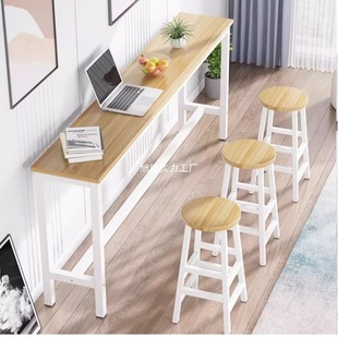 Wall-Mounted Bar Table, Home Balcony Long Table, Narrow Table, Simple Bar, Commercial High Table and Chair Combination, Milk Tea Shop