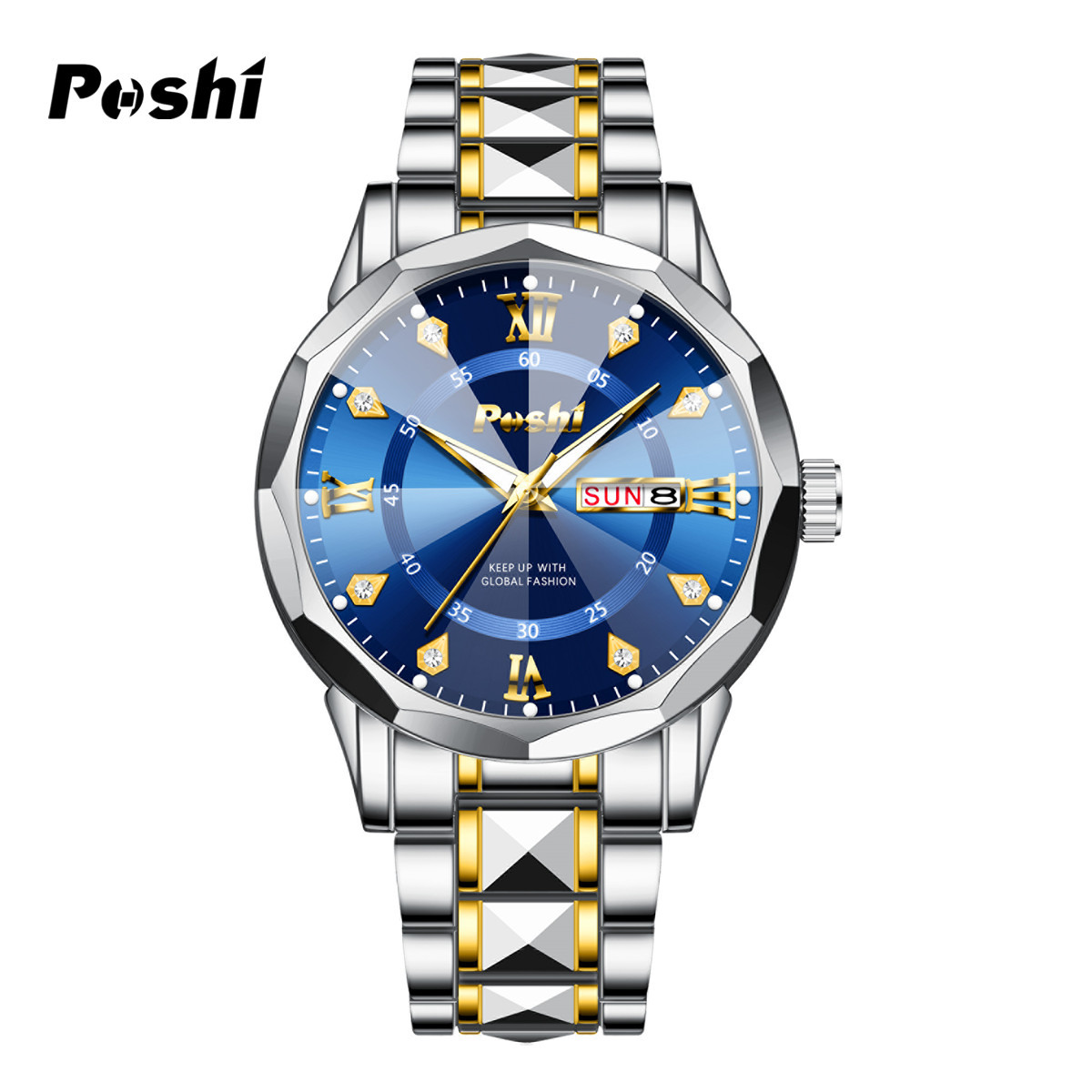 Douyin Live Explosiva Reloj para hombre Impermeable Luminoso Calendario dual Business Gold Watch Reloj de cuarzo para hombre