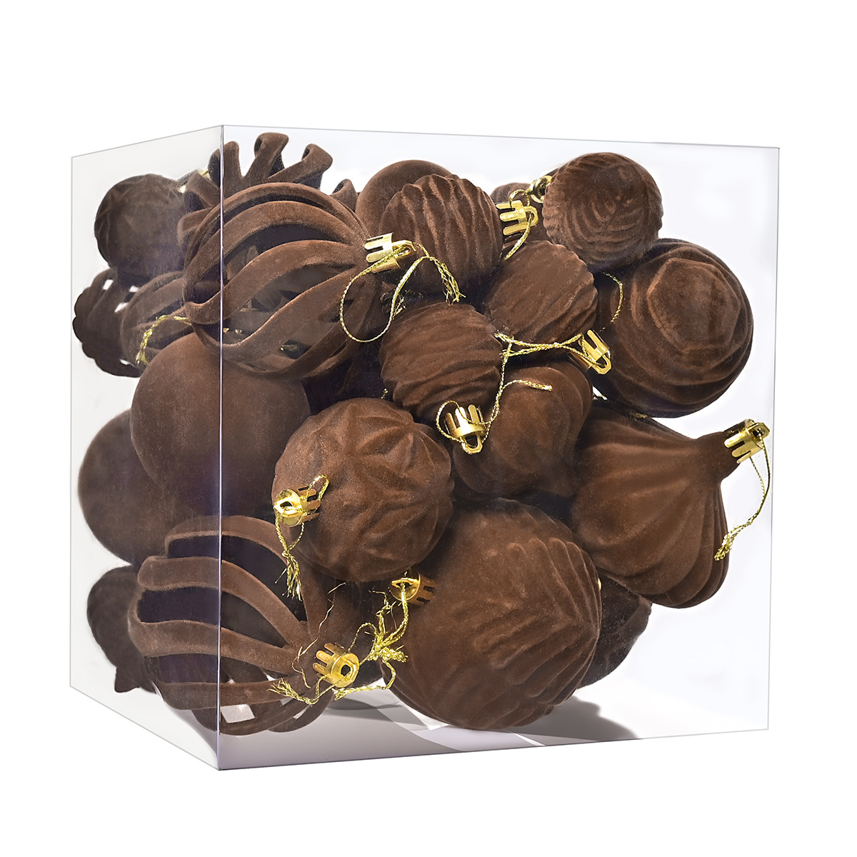 Transfronterizos para 36 bolas de navidad de floquete de forma especial, bolas de tela pintadas rojas, colgantes decorativos para árboles de navidad