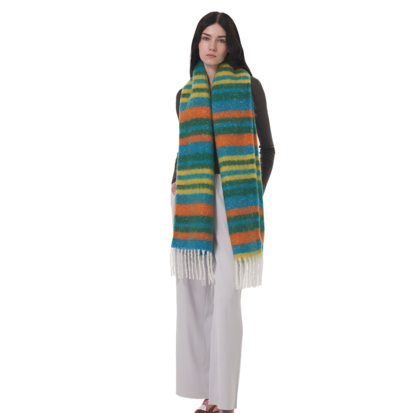 Sciarpe da donna Sciarpa invernale per donna, stile South designer, nuova sciarpa scozzese calda e spessa in cashmere tipo dopamina_voghion.com