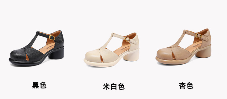 Sandal nữ bao đầu gót vuông đế dày 5cm phong cách ngoại thương — Màu đen chi tiết 3
