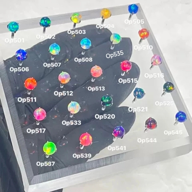 G23 Three-Claw Opal Internal Thread Tongue Nail Lip Nail Replacement Drill Bit F136 Titanium Alloy Aurora Jelly Opal Earrings