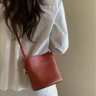 Nanfeng Chio2Nd Shop Owner's Original Genuine Leather Wheat Field Party Bucket Bag Women's Shoulder Crossbody Bag