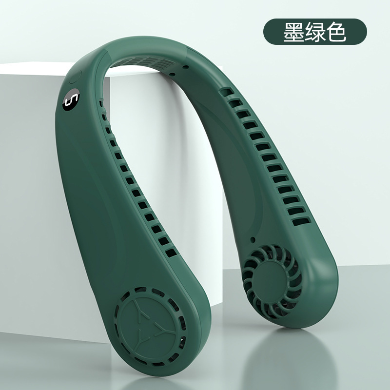 Nuevo comercio exterior de cinco velocidades de ventilador de cuello de visualización digital estudiantes deportes al aire libre portátiles USB mini ventilador de cuello pequeño