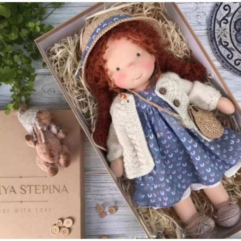 Хлопковый WaldorfDOLL Waldf Doll Pabout Artist Handmade Christmas Thumb Gift Box Blessing