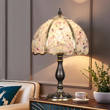 8寸跨境新款彩色水晶纯铜台灯卧室床头灯书房咖啡厅创意简约台灯