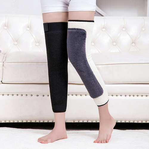 360-degree full circle imitation lamb velvet thickened knee pads imitation rex rabbit velvet warm leggings straps to prevent slipping