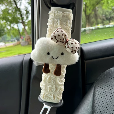 Manufacturer, Cross-Border Dropshipping, Car tissue box/set - brown-dot-cloud-puff-safety-belt-shoulder-pads