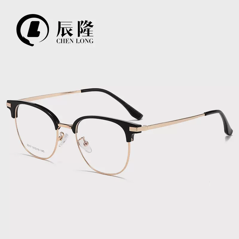 时尚文艺椭圆框平光镜架男9517复古眉毛架合金近视眼镜女可配度数