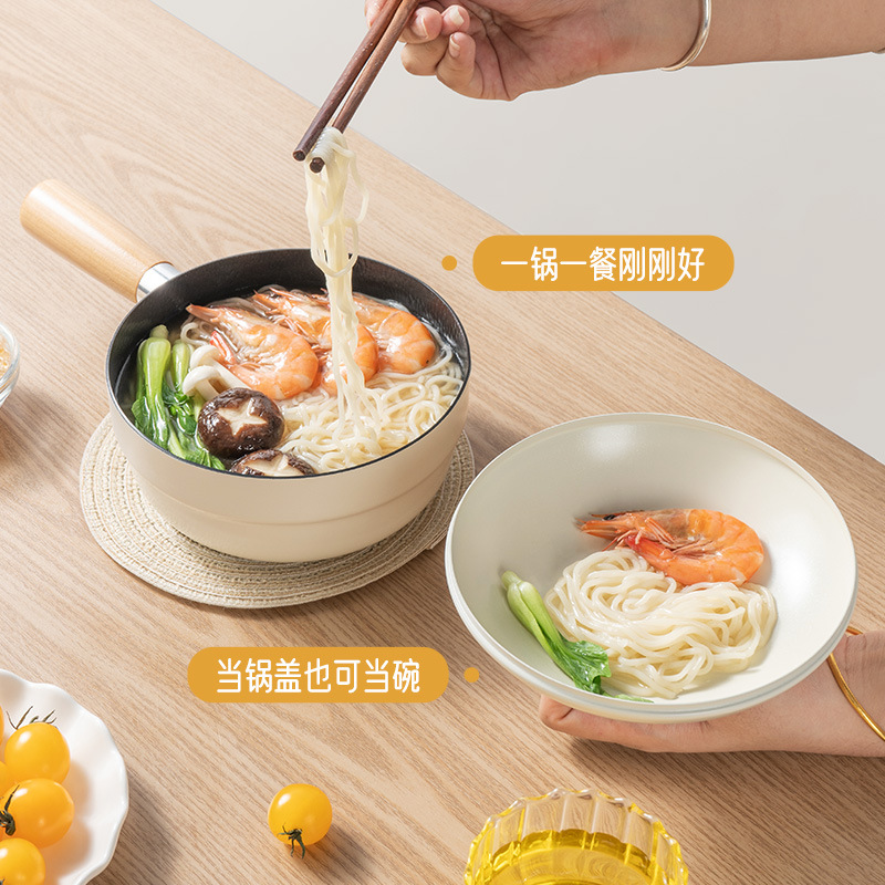 Nueva olla de fideos instantáneos para una persona, olla antiadherente de cerámica doméstica, olla de leche pequeña de esmalte de alto valor, olla de sopa de estufa universal
