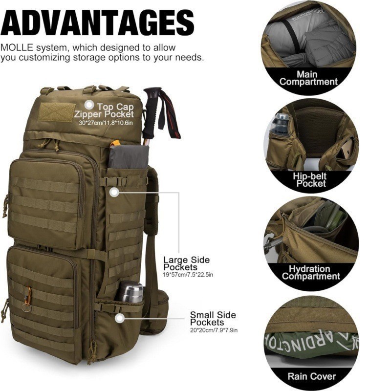 Amazon Hot Sale Mountain Casual Tácticas Mochila de hombro de gran capacidad Hombres Commuters Mochila de viaje de ocio al aire libre