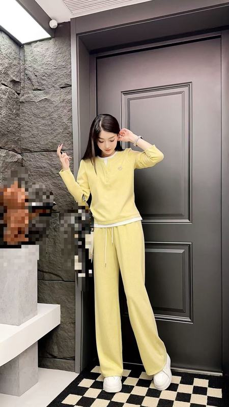 2025人棉休闲时尚套装显瘦宽松修身垂感长裤时尚穿搭假两件两件套|undefined
