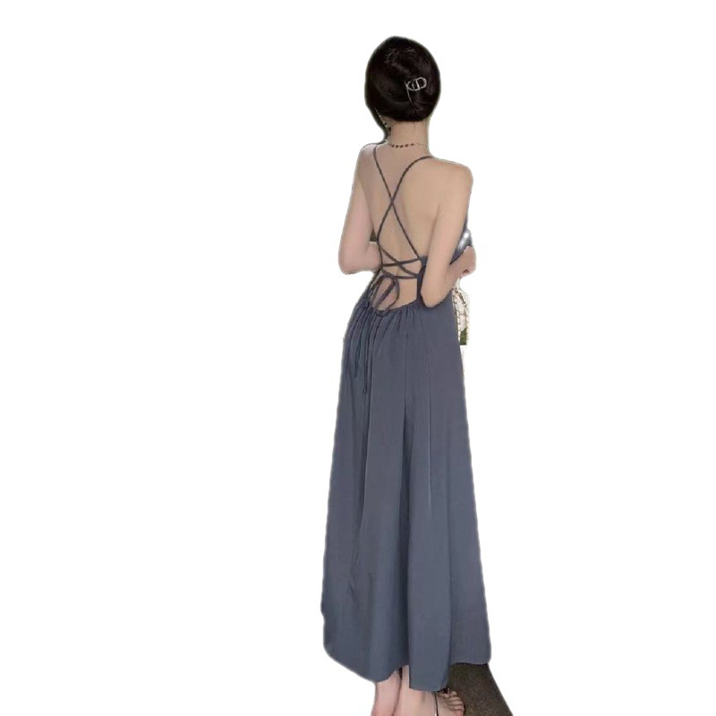 (2개) 여신 유지에 세트 여성을위한 올매치 긴팔 선 스크린 블라우스 섹시한 백리스 스트랩 원피스