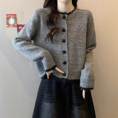 外穿短款毛衣女春装2025新款针织开衫外套小个子miu内搭打底上衣