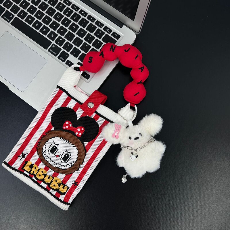 新しいかわいい韓国スタイルのスクエアバッグ漫画ニットバッグ携帯電話バッグ多用途ミニショルダークロスボディハンドバッグ女性のための|undefined