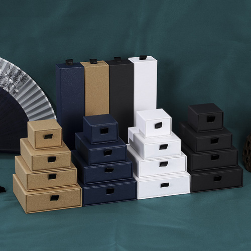 Customized jewelry packaging box drawer-type jewelry box black ring jewelry bracelet packaging box custom-made drawer box