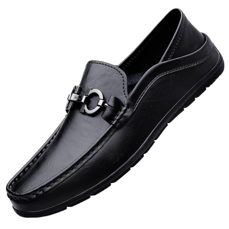 Zapatos casuales transfronterizos de tamaño grande, zapatos de cuero para hombres, zapatos de soya sola suave, zapatos de soya de soja británica