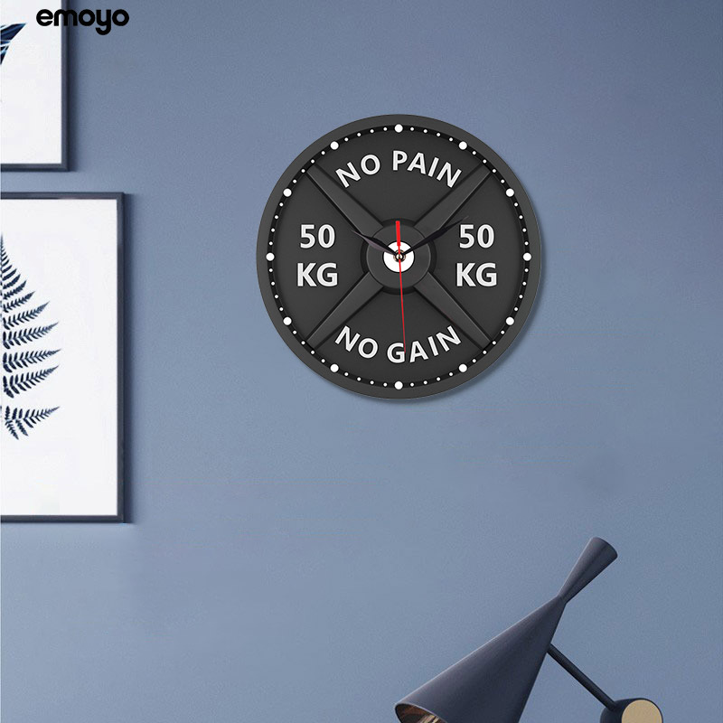 Creativo reloj personalizado gimnasio Barbell estilo industrial reloj decorativo creativo bar salón hogar mudo Reloj de pared