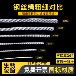 ♡ 304 Stainless Steel Wire Rope Thin Soft Steel Wire Clothesline Rack Steel Cable Thickness 1 1.5 2 3 4 5 6 8