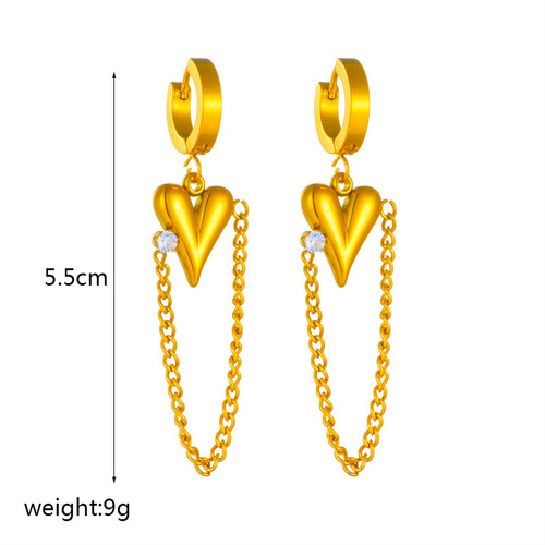 European and American simple love pendant titanium steel color-preserving necklace and earrings simple design trendy clavicle chain vacuum plating