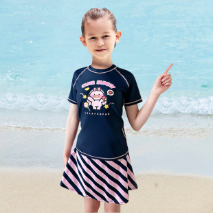 ZOKE zhouke parent-child split skirt two-piece cartoon printed short sleeve swimming hot spring vacation swimsuit