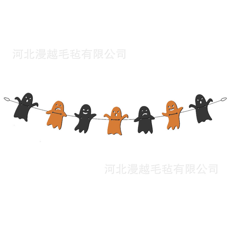 毛毡幽灵拉旗可爱万圣节鬼怪挂饰 万圣节派对装饰秋季家居挂件布|undefined