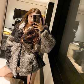 澳洲羊圈绒慵懒风外套女潮ins冬季颗粒羊羔毛韩版加棉衣加厚大码