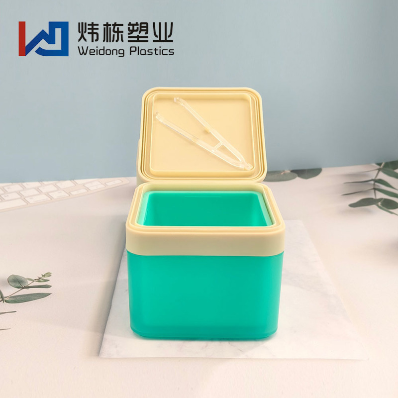 300ml方形翻盖PP棉片盒双层内胆带镊子卸妆盒棉片面膜翻盖设计|undefined