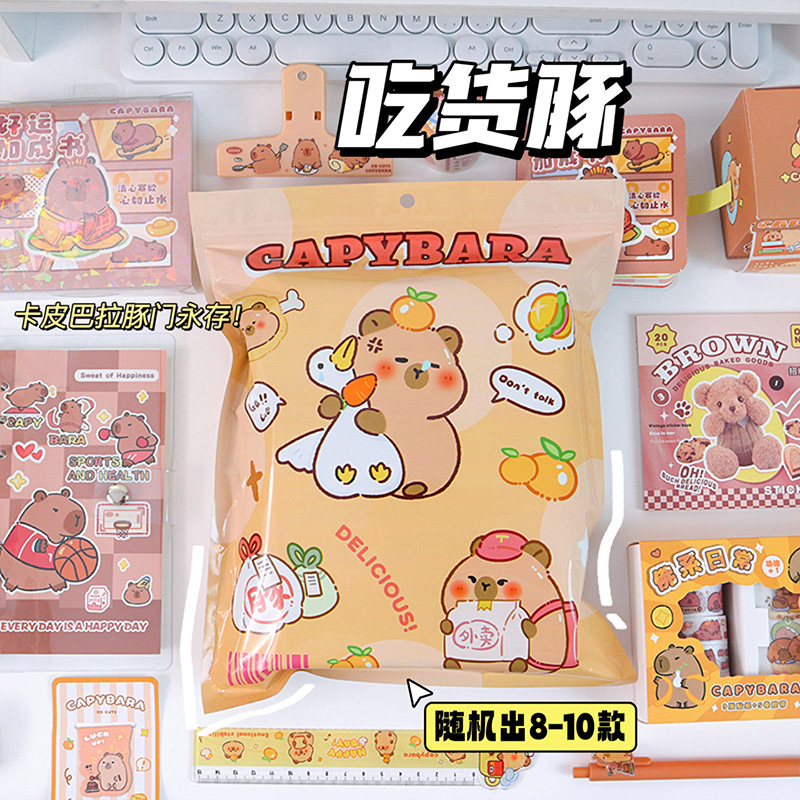 ブラインドバッグ子供用小さなギフトカードカピバラ文具ハンドブックセット学生ギフト子供用ブラインドボックスラッキーギフトパッケージ|undefined