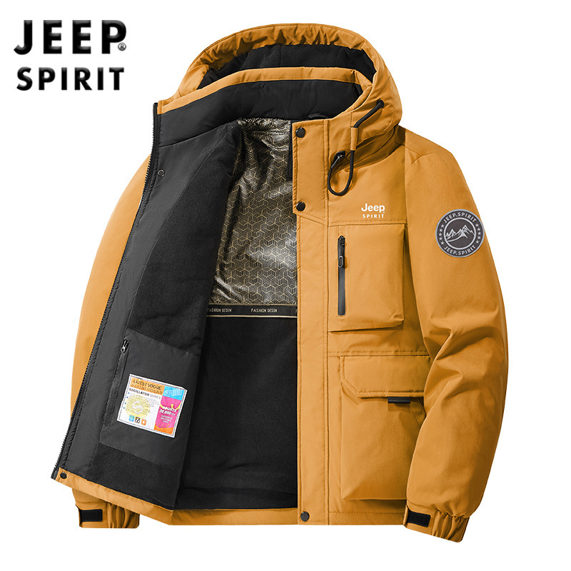 JEEP吉普2025男装夹克棉服秋冬季连帽户外工装保暖外套棉衣99668|undefined