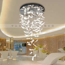 售楼部沙盘大型工程水晶灯酒店宴会大厅非标吸顶灯创意羽毛吊灯