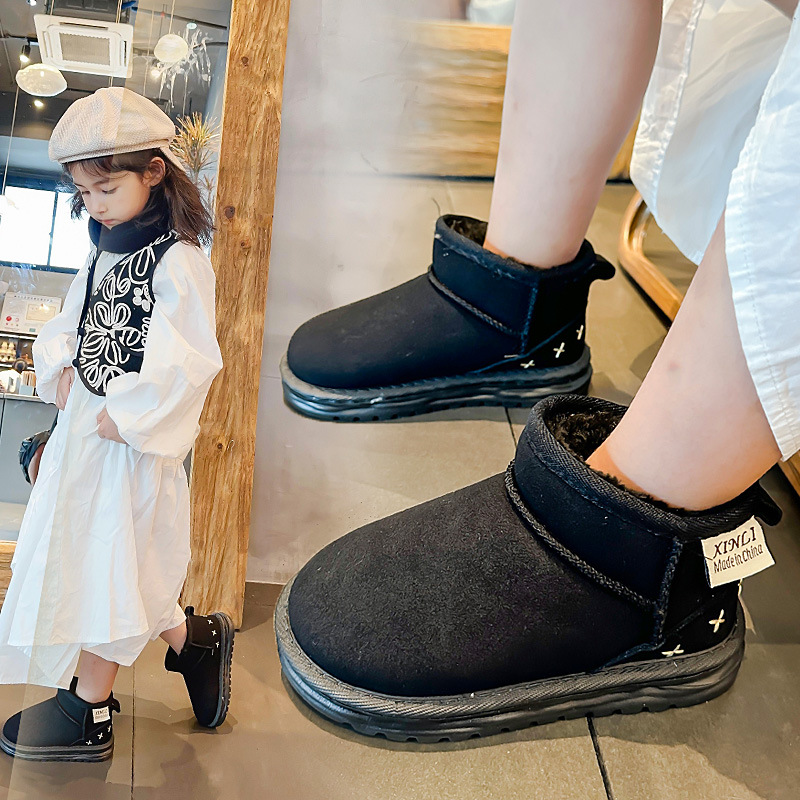 2023 Stivali da neve per bambini ispessiti invernali Scarpe di cotone calde Stivali per ragazzi e ragazze Scarpe in cotone per bambini con suola morbida antiscivolo_voghion.com