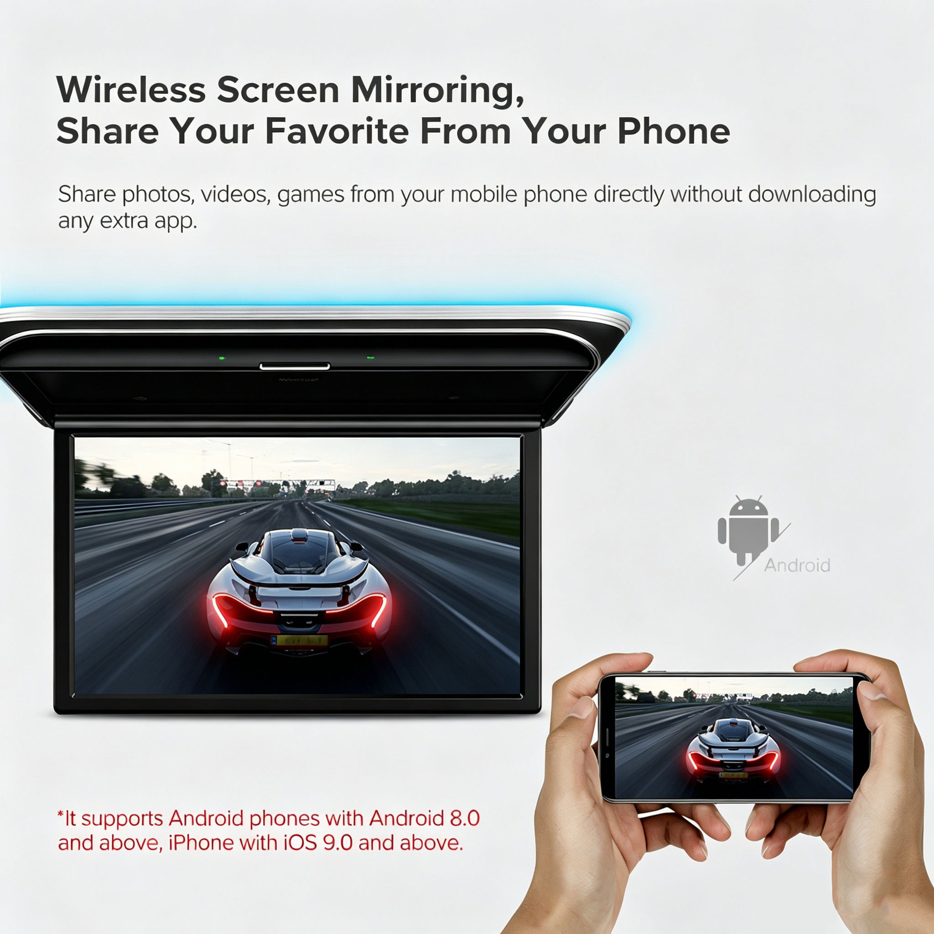 19inch Ceiling-Mounted Mp5 Display Screen 19inch In-Car Ceiling-Mounted Android Display Screen 19.5inch Ceiling-Mounted Android Display Screen