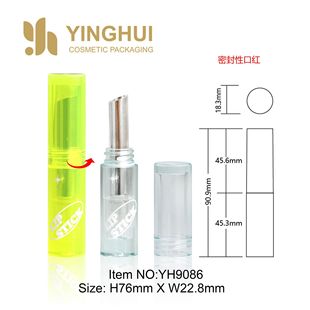 Round Lipstick Tube, Injection Molded, Colorfuled and Transparent, Slanted Mouth Spray-Plated Silver Inner Three-Piece Cosmetic Packaging Material