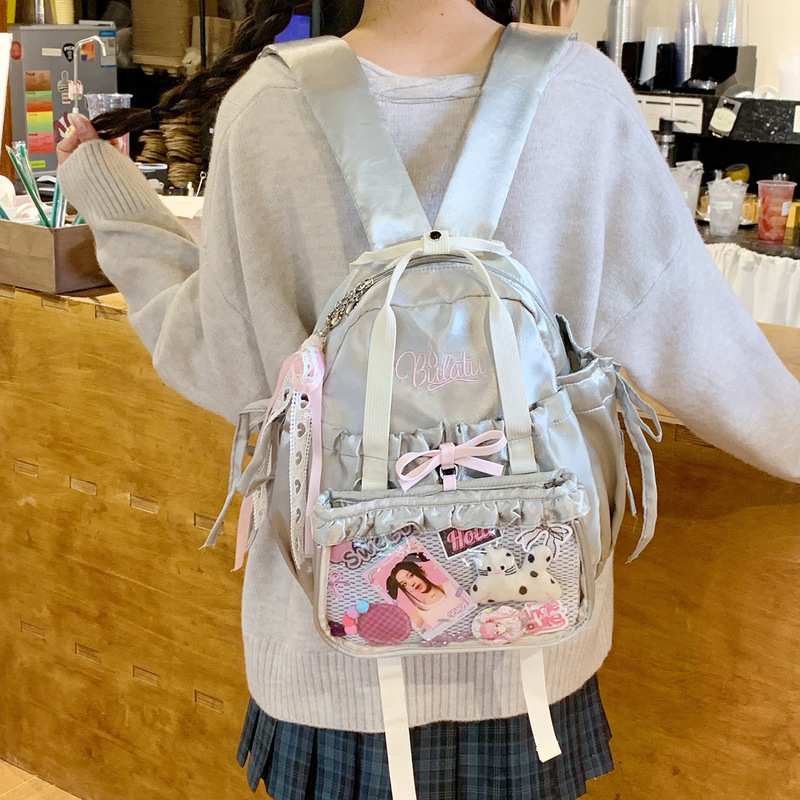 两件套二次元痛包双肩包新款大容量学生背包卡通吧唧小清新书包女|undefined