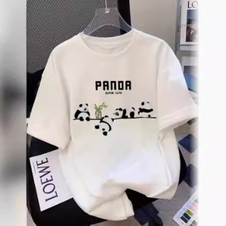 Panda Short-sleeved Women's T-shirt Loose 2024 Summer New Design Sense Instagram Korean Style All-match Half-sleeved Clothes Trendy