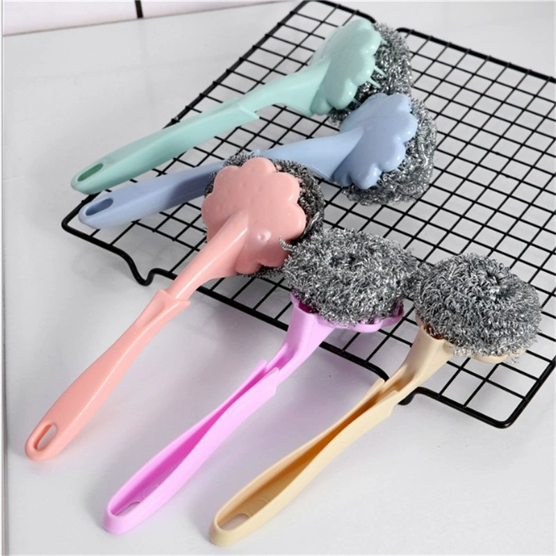 Кухня может быть подвешена сливовидной формой стальная проволочная щетка длинная ручка мытье посуды кухонная чистка