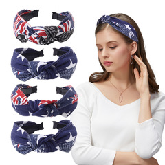 跨境新款美國國旗獨立日復古打結運動發箍瑜伽束髮帶時尚髮飾