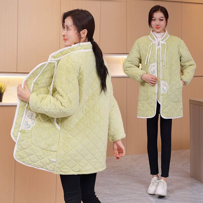 Зимняя флисовая куртка для взрослых куртка женская рабочая одежда теплая хлопчатобумажная куртка модная толстая длинная рукава фартук