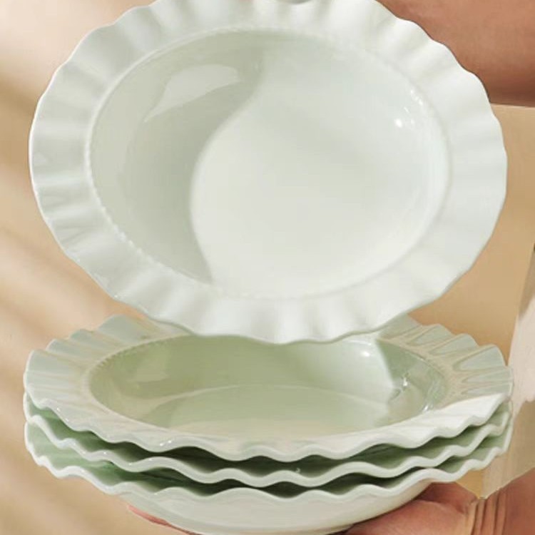 크림그린 8.5inch 스커트 밀짚모자 접시 40개/박스