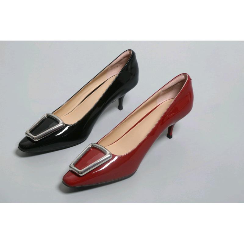 New Paris Style Metal Buckle Super Comfortable Sheep Patent Leather Non-Slip Sole Stiletto Women's High Heels Flats for Work New Paris Style Metal Buckle Super Comfortable Sheep Patent Leather Non-Slip Sole Stiletto Women's High Heels Flats for Work
